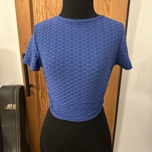 Love J Royal Blue Honeycomb Short Sleeve Top